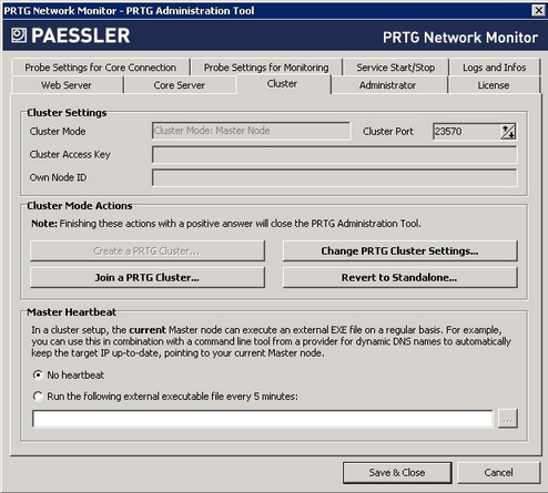 PRTG Administration Tool: Cluster